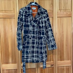 Merona Navy & White rain trench coat, size S